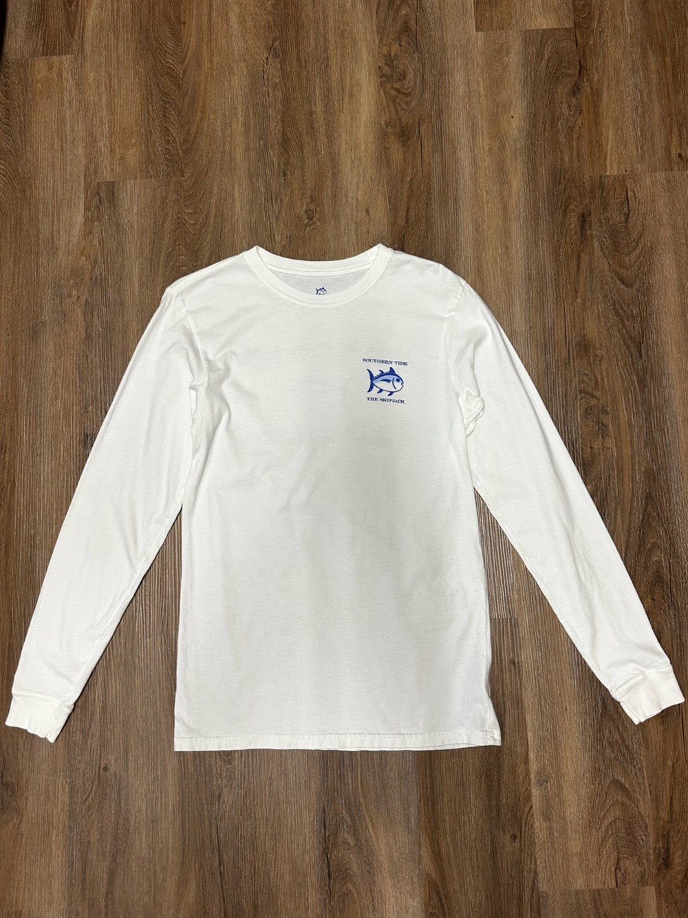 Southern Tide White Long-Sleeve Tee with Blue Logo